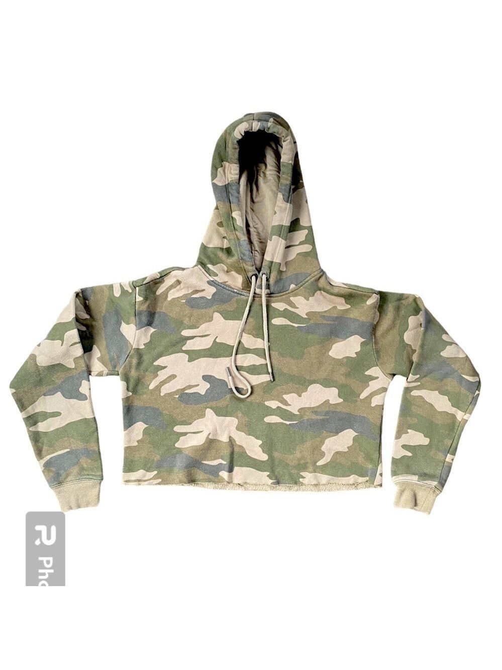 2/$15 Garage Camo Green Cropped Hoodie XS
